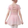 ANTLOOWW Ragazza Vestito da Balletto,Body da Balletto a Maniche Corte per Bambine, Body da Balletto in Cotone e Abito da Danza per Bambine con Gonna in Chiffon