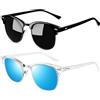 Joopin Occhiali da Sole Donna Uomo Polarizzati Protezione UV400 2 Paia | Classici Quadrati Vintage Rettangolari Occhiali Mezza Montatura per Guida Pesca Attività All'aperto