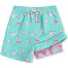 BesserBay Costume da bagno estivo per ragazzi con tasche a compressione, UPF 50+, costume da bagno 120-160, turchese rosa fenicottero, 150 cm