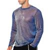 Casey Kevin Camicia Trasparente Uomo Manica Lunga Glitter Maglia a Rete Paillettes Abbigliamento Sexy Discoteca Mesh Shirt Fishnet Trasparenti Maglietta Vedere Attraverso Tops Clubwear Party Night, M