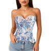 LEACOOLKEY Corpetto Corsetto in Pizzo Floreale Trasparente con Lacci per Donna Top Halloween