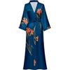 EORUBE Kimono Lungo Accappatoio Donne Cover Up Stampa Floreale Raso Indumenti Da Notte Accappatoio di Seta Addio al Nubilato Accappatoio