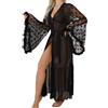 PARUPRUP Kimono Abito Lungo Sexy Donna Vestaglia Trasparente Maglia Camicia da Notte Piume Maniche Lunghe Accappatoio Stampa a Cuori Babydoll Curvy Scollo a V Set di Lingerie Tulle Bagno Cover Up
