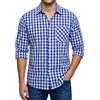 Enlision Camicia Uomo Quadri a Manica Lunga Casual Elegante Felpata Scozzese Camicie Blu e Bianco con Tasche Bottoni da Uomo Regular Fit 5XL
