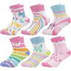 Queenshin 6 Paia Calzini Bambino Bambini Calze Ragazza con Simpatici Motivi Colorati Farfalle e Strisce Arcobaleno Calzini Caviglia Elastiche Regalo 9-14 Anni Taglia 32-38