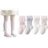 CHUNG Collant a rete sottile per neonati, con fiocco, 0-5 anni, per l'estate, 4 paia di fiocchi con volant, 0-12 Months