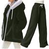 YCBMINGCAN Pigiama da donna invernale soffice, set 2 pezzi con felpa con cappuccio e pantaloni, caldo pigiama in pile effetto teddy bear a due pezzi, pigiama accogliente a maniche larghe, verde, 3XL