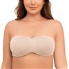 MELENECA Donna Reggiseno Senza Spalline Taglie Forti Minimizer con Ferretto Non Imbottito Spalline Trasparente Beige Pallido Erica 7D