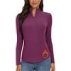WOWENY Camicia Termica da Donna con Zip a 1/4 Manica Lunga Collo Alto in Pile Colletto alla Coreana Mezza Zip Felpa Pullover Caldo