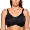 DELIMIRA Donna Reggiseno Post-operatorio Mastectomia Coppe Morbide con Ricami Senza Ferretto Nero 3D