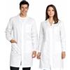 Ristohouse Camice Bianco Da Laboratorio 100% Cotone Antiacido con Bottoni a clip ed Elastico ai Polsi + Occhiale Protettivo Trasparente/UNISEX/Perfetto per i Corsi - Scuola - Studenti