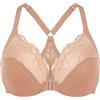 MELENECA Donna Reggiseno Taglie Forti Apertura Davanti Pizzo Racerback con Ferretto