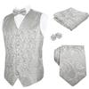 Alizeal Set Gilet da Completo Classico da Uomo 5 Pezzi Paisley Jacquard, L