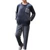 Generic Pigiama Uomo Invernale Camicia da Notte Sciolto Casa Homewear a Maniche Lunghe Set Abbigliamento per la Dormire e Stare in