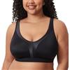 DELIMIRA Donna Reggiseno Senza Ferretto Comodo Taglie Forti Morbido Senza Imbottitura Nero 8D