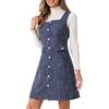 Allegra K Abito in Tweed da Donna Senza Maniche con Scollo Quadrato e Bottoni Abiti Scamiciati a Trapezio Blu Navy L