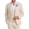 COOFANDY Completo da uomo in lino 3 pezzi, giacca, gilè e pantaloni, stile casual, leggero, per matrimonio, business, ballo, Beige, XX-Large