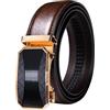Barry.Wang Cintura da uomo di lusso con fibbia in oro nero regolabile in pelle bovina alla moda cintura a cricchetto scorrevole per uomo vestito casual jeans