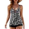 Viloree Set tankini da donna taglie forti con pantaloncini costumi da bagno 2 pezzi con top e pantaloni da bagno, Bianco e nero (N96), 3XL