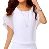 Neineiwu Camicia da donna elegante Batwing Camicetta a maniche corte tunica floreale collo rotondo camicetta, bianco, L