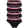 FILA Slip da uomo, confezione da 4 pezzi, con logo, in cotone elasticizzato, tinta unita, Nero , XL