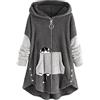 Fannyfuny Vestaglia Invernale Pile Bottoni Cappotto da donna a maniche lunghe con cappuccio e cerniera lampo con cappuccio Cappotti morbidi con cappuccio con tasca con cerniera calda Abbigliamento X Caccia