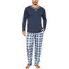 Litherday Pigiama da Uomo Pigiama Invernale da Uomo Pigiama Lungo da Uomo Pigiama in Cotone da Uomo Pigiama a Maniche Lunghe da Uomo Pigiama da Uomo con Coulisse e Tasche 2 Pezzi, S-XXL
