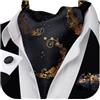 Barry.Wang Cravat Cravat Cravatta Seta Ascot Paisley Sciarpa Auto Cravatta Pocket Gemelli Set Abito Matrimonio, Fiore Nero Oro, Taglia unica