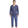 Leedya Pigiama Uomo Lungo in Cotone Invernale Interlock 100% - Stile e Comfort - Pigiama Morbido per Le Notti Invernali - Polsini No Stress