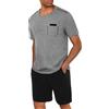 Uniexcosm Pigiama Uomo Cotone Maniche Cortepigiama da Uomo Girocollo con Tasche sul Petto Pigiama Corto Uomo Cotone Grigio 3XL