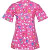 DINOZAVR Carla Uniforme Medica - Medico Casacca da Donna con Bottoni a Pressione - Rosa/Denti XL