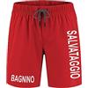 Bulabadoo Pantaloncino Salvataggio Bagnino Guardaspiaggia, Boxer Costume Uomo Lifeguard Rosso Mare Stabilimento Balneare