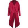 KGIHPC Giacca da uomo Steampunk vintage, medievale, gotica, vittoriana, uniforme da frac, costume di Halloween, Rosso, M
