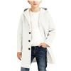 Generisch Cappotto primaverile e autunnale, cappotto con cappuccio abbottonato per ragazze e ragazzi, trench classico stile trench, capispalla per bambini, bianco, 5-6 Anni