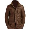 HiFacon Giacca in vera pelle marrone campo giacca in pelle cappotto M65, Marrone - Field Jacket, L