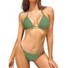 SHEKINI Costume da Bagno Due Pezzi Donna con Lacci Imbottito Halter Bikini Set Triangolo Vita Bassa Brasiliano Perizoma Bikini da Spiaggia（L,Verde Oliva）