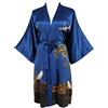 Ledamon Vestaglia corta da donna in 100% seta, Navy, taglia unica