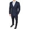 Evoga Completo Abito Uomo Sartoriale Doppiopetto Foderato Vestito Elegante Cerimonia (48, Blu Scuro)