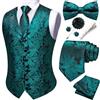 Barry.Wang Gilet da uomo con motivo cachemire formale, cravatta, papillon, clip jacquard, gemelli da bavero, spilla da matrimonio, 8 pezzi