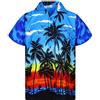 V.H.O. King Kameha Funky-Camicia-Hawaiana, Manica-Corta, Beach, Blu, 5XL