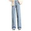 Generisch Pantaloni invernali da donna in jeans, pantaloni termici da donna lunghi, jeans con fodera, pantaloni da tempo libero a vita alta, pantaloni da trekking da donna a gamba dritta, pantaloni da