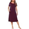 Litherday Camicia da Notte Donna Lunga Estiva in Cotone Traspirante con Tasche Abbigliamento Casa Comodo,Rosso Blu Scuro, 3XL