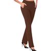 Generico Pantaloni da Lavoro Elasticizzati a Vita Alta da Donna, Pantaloni a Zampa a Gamba Larga, Pantaloni da Ufficio da infilare (Brown,M)