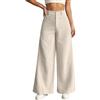 Generisch Pantaloni in velluto a coste da donna, elasticizzati, a gamba larga, per il tempo libero, a vita alta, comodi, in tessuto, larghi, pantaloni lunghi, beige., XL