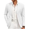 COOFANDY - Giacca da uomo, in lino, casual, blazer, leggera, con due bottoni, giacca da abito, bianco, M