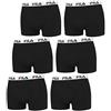 Fila Boxer Uomo 6-Confezioni - Trunks con Sportivo Logo - Cotone Elasticizzato - Molti Colori - Nero, L - 6 Pack