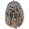 Kilt Mania Abito scozzese lungo Kilt Sporran con pelliccia marrone e cardo argento anticato, accessorio tradizionale Highland formale da uomo, cintura Sporrans in pelle, Nero , 23cm X 18cm