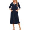 Verve Jelly Accappatoio da donna con cerniera, maniche a 3/4, stampa floreale, leggero, con tasche, abbigliamento da casa da donna