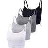 BOAO Donna 4 Pezzi di Base Crop Canotte Senza Maniche Un Spalle Scoperte Crop Sport Cotone Top Piccolo Colore Set 4