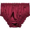 Satini Raso Pizzo a Balze Femminuccia Culotte Slip Mutandine Biancheria Intima (Rosso Vino, M)